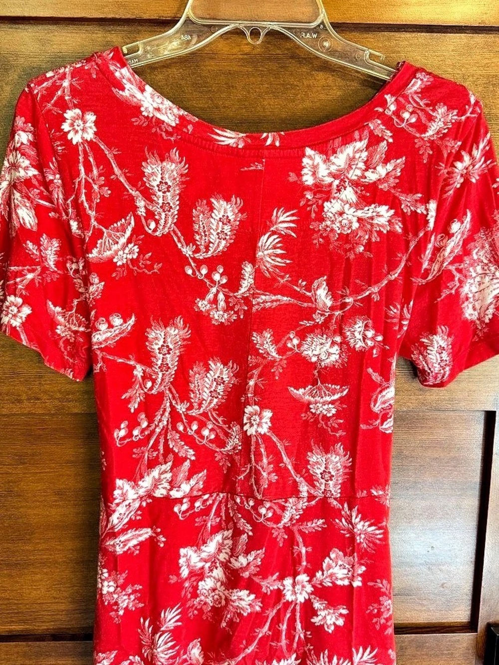 Maeve Floral Tie-Front Top in Red & White Size Medium